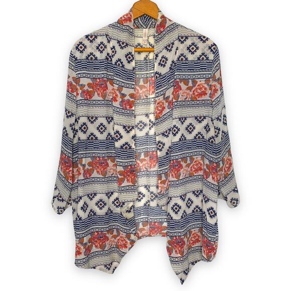 3/$20  Xhilaration plus size semi sheer boho print open front kimono top SZ XXL - Picture 1 of 7